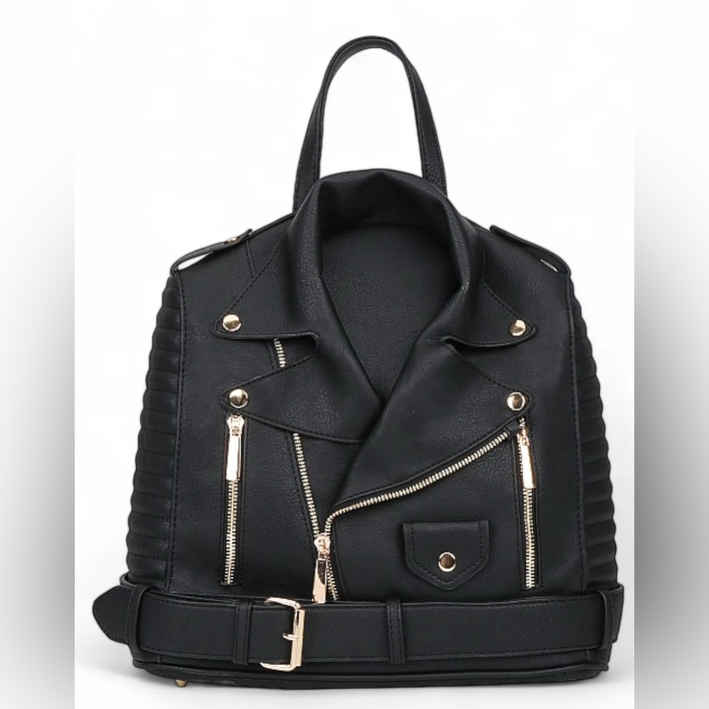 NWT Moto 🏍️ Jacket Design Chic Satchel Backpack
Black-Gold Hardware ~ NWT